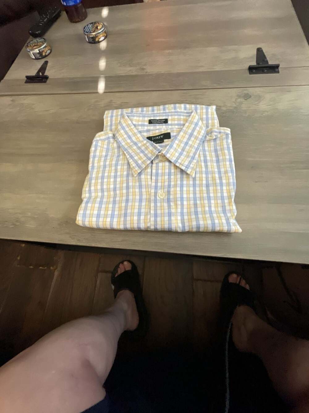 #A224 j.Crew Yellow And Light Blue Gingham Check Dress Shirt M 15-15.5